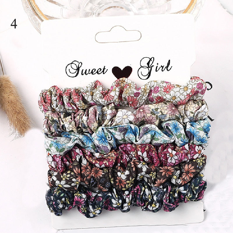 1 Set Scrunchies Hair Ring Candy Color Hair Ties Rope Autumn Winter Women Ponytail Hair Accessories 4-6Pcs Girls Hairbands Gifts