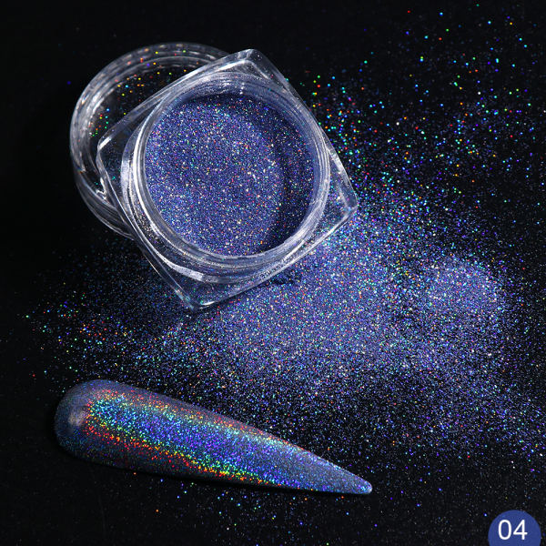 1Box Glitter for Nails Holographic Dip Powder Mirror Polishing Chrome Pigments Nail Art Decorations Laser Dazzling Dust LA1028-1