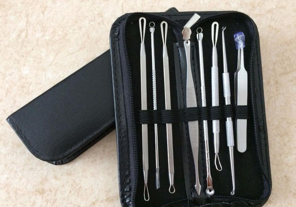 3 4 5 7 8 Pc Stainless Steel Blackhead Remover Tool Kit Face Massage Whitehead Pimple Spot Comedone Acne Extractor Face Massager