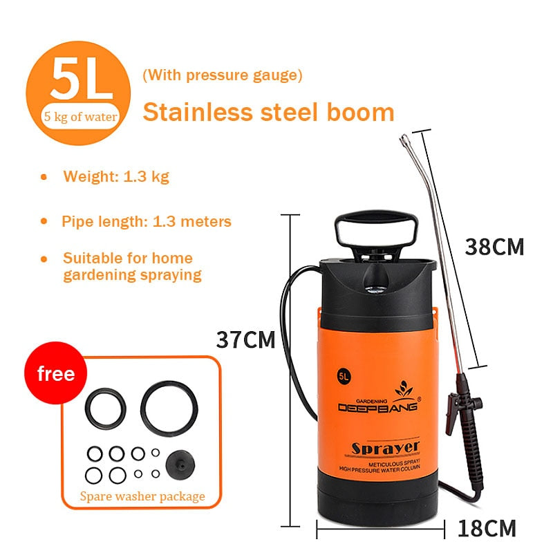 Hot Sale Garden Pressure Sprayer Irrigation Flower Plant Comes With Pressure Gauge Watering Can Pesticide Fertilizer Spray Tool