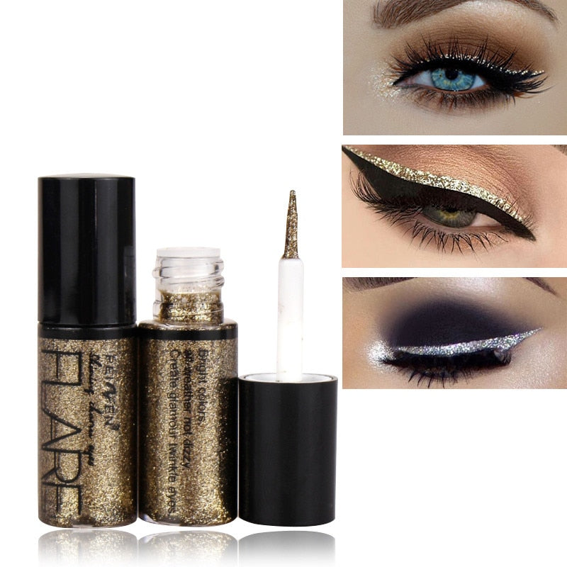 Portable 5 Colors Metallic Shiny Smoky Eyes Eyeshadow Waterproof Glitter Liquid Eyeliner Makeup Eyeshadow