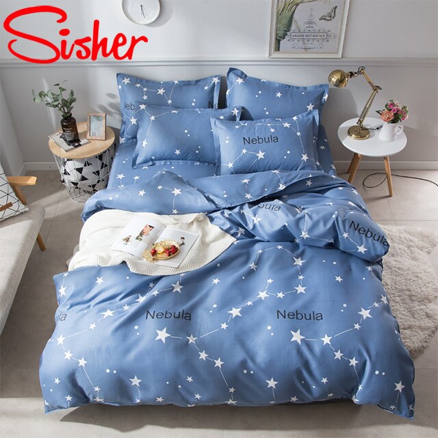 Sisher Simple Bedding Set With Pillowcase Duvet Cover Sets Bed Linen Sheet Single Double Queen King Size Quilt Covers Bedclothes