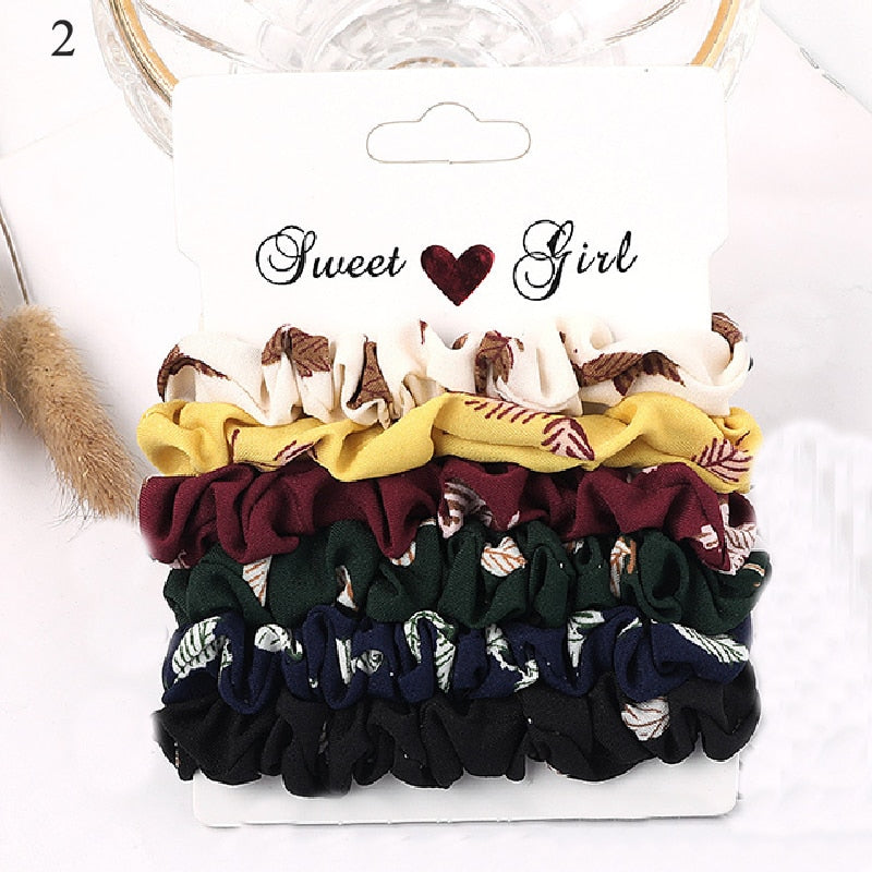 1 Set Scrunchies Hair Ring Candy Color Hair Ties Rope Autumn Winter Women Ponytail Hair Accessories 4-6Pcs Girls Hairbands Gifts