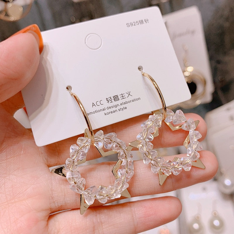 silver needle long pearl earrings female fashion temperament simple anti-allergy earrings summer personality net ornaments