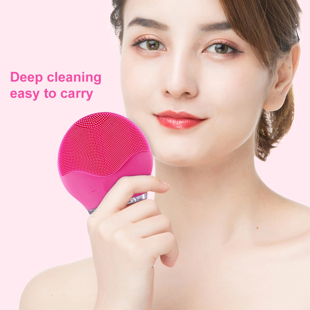 Professional Ultrasonic Vibration Electric Facial Cleansing Face Washing Brush Skin Blackhead Remover Pore Cleaner Face Massage