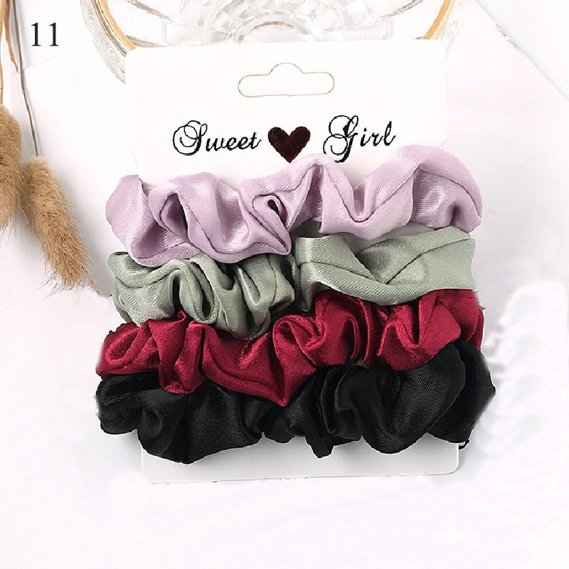 1 Set Scrunchies Hair Ring Candy Color Hair Ties Rope Autumn Winter Women Ponytail Hair Accessories 4-6Pcs Girls Hairbands Gifts