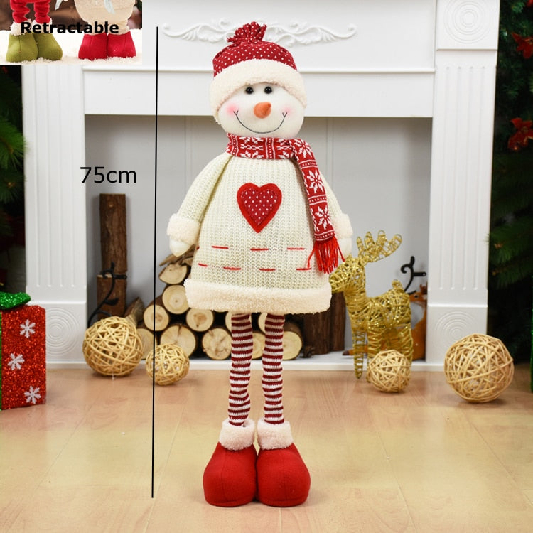 Big Size Christmas Dolls Retractable Santa Claus Snowman Elk Toys Xmas Figurines Christmas Gift for Kid Red Xmas Tree Ornament