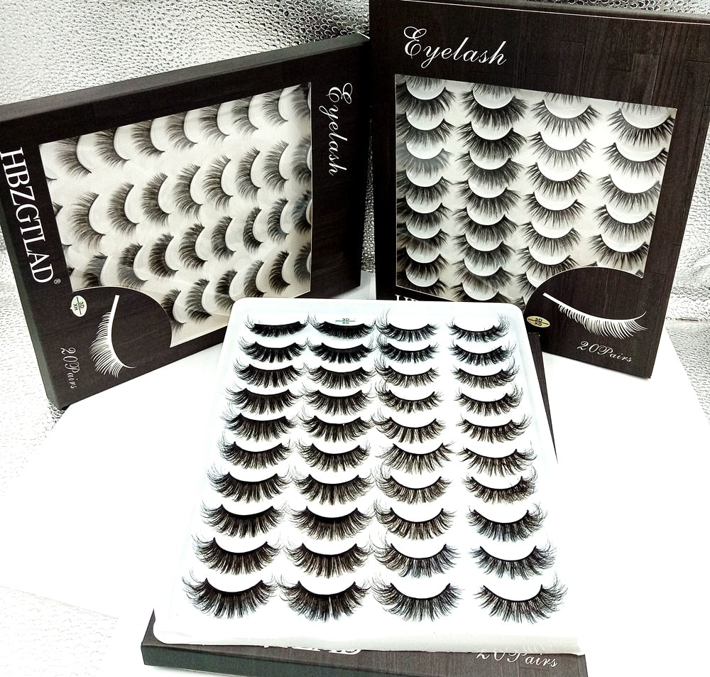 HBZGTLAD 1/5/20 Pairs 3D Soft Mink False Eyelashes Handmade Wispy Fluffy Long Lashes Natural Eye Extension Makeup Kit Cilios