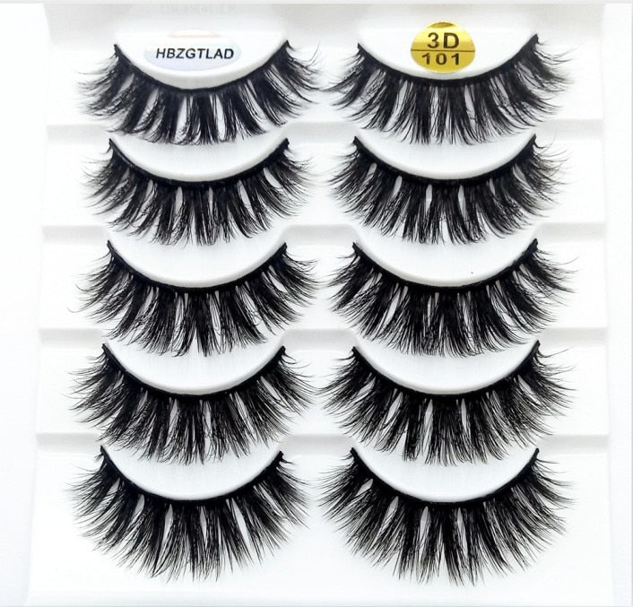 HBZGTLAD 1/5/20 Pairs 3D Soft Mink False Eyelashes Handmade Wispy Fluffy Long Lashes Natural Eye Extension Makeup Kit Cilios
