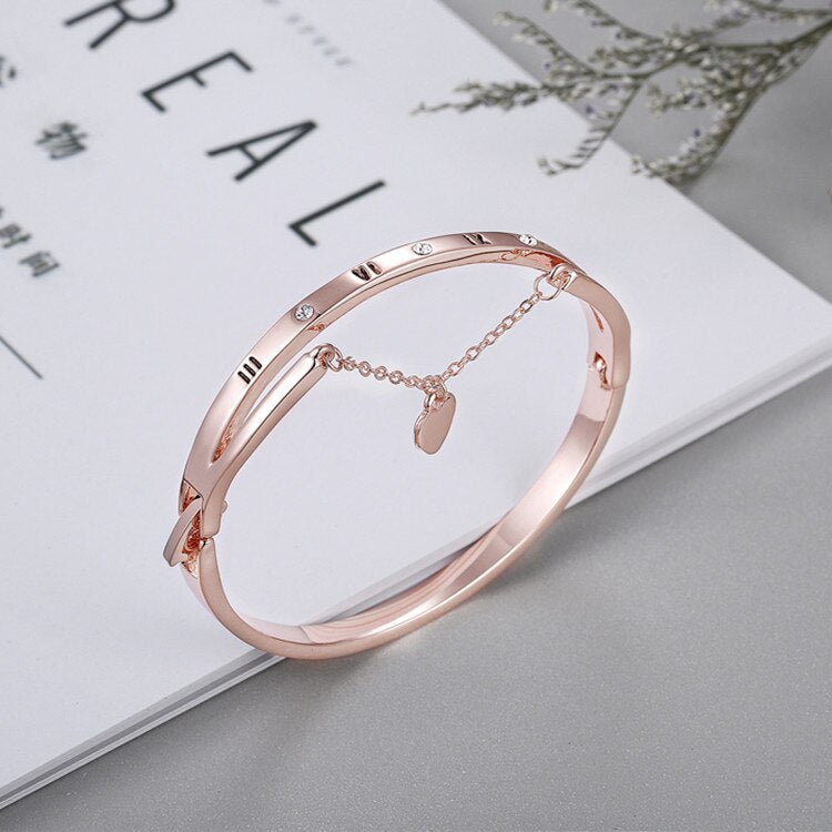 ATTRACTTO Gold Crystal Tassel Bracelets&Bangles For Women Charm Bracelets Jewelry Handmade Stainless Steel Bracelet SBR190535