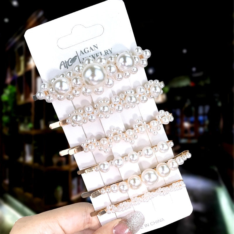 1Set Popular Pearl Hair Clips Fashionable Woman Summer Hair accessories Hairpins BB Clip Styling Tools Barrettes Headwear