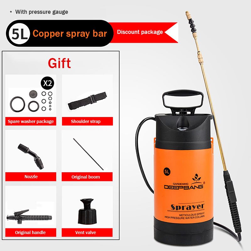 Hot Sale Garden Pressure Sprayer Irrigation Flower Plant Comes With Pressure Gauge Watering Can Pesticide Fertilizer Spray Tool