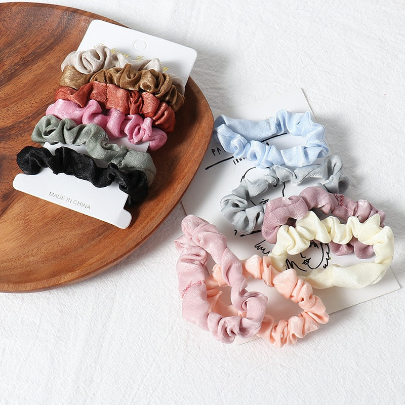 1 Set Scrunchies Hair Ring Candy Color Hair Ties Rope Autumn Winter Women Ponytail Hair Accessories 4-6Pcs Girls Hairbands Gifts