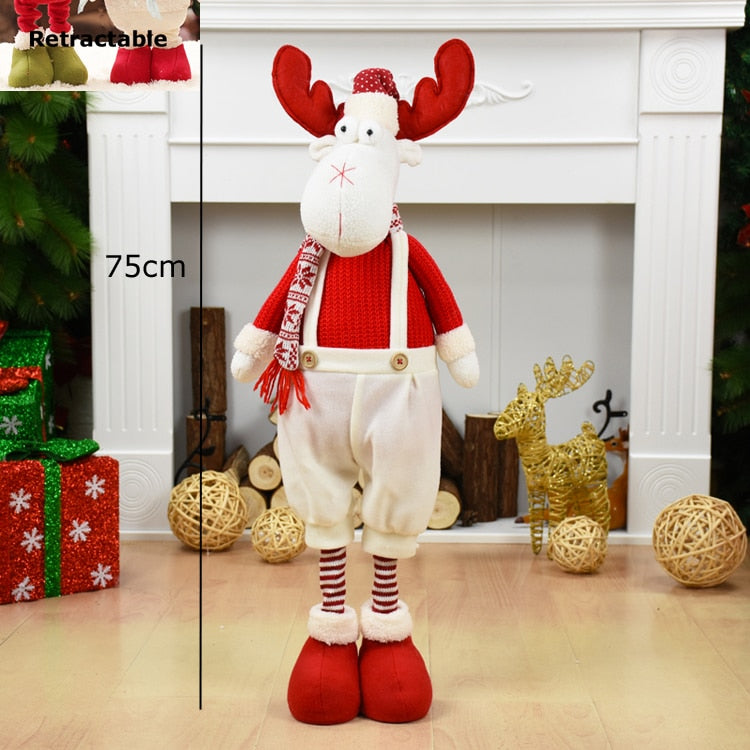 Big Size Christmas Dolls Retractable Santa Claus Snowman Elk Toys Xmas Figurines Christmas Gift for Kid Red Xmas Tree Ornament