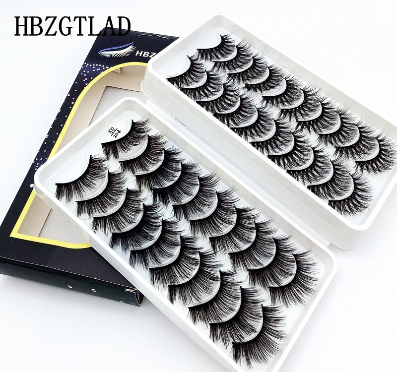 HBZGTLAD 1/5/20 Pairs 3D Soft Mink False Eyelashes Handmade Wispy Fluffy Long Lashes Natural Eye Extension Makeup Kit Cilios