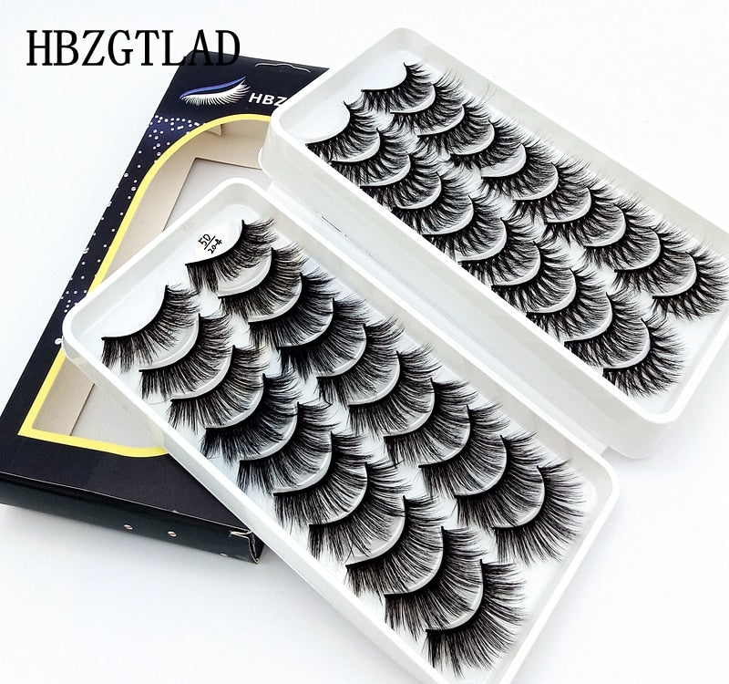 HBZGTLAD 1/5/20 Pairs 3D Soft Mink False Eyelashes Handmade Wispy Fluffy Long Lashes Natural Eye Extension Makeup Kit Cilios
