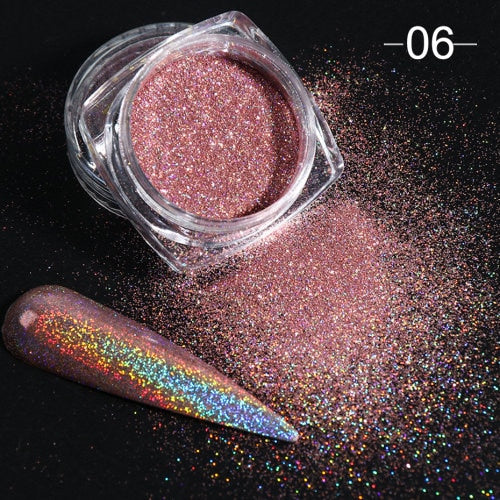 Holographic Powder on Nails Laser Silver Glitter Chrome Nail Powder DIP Shimmer Gel Polish Flakes for Manicure Pigment CH1028-3