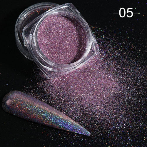 Holographic Powder on Nails Laser Silver Glitter Chrome Nail Powder DIP Shimmer Gel Polish Flakes for Manicure Pigment CH1028-3