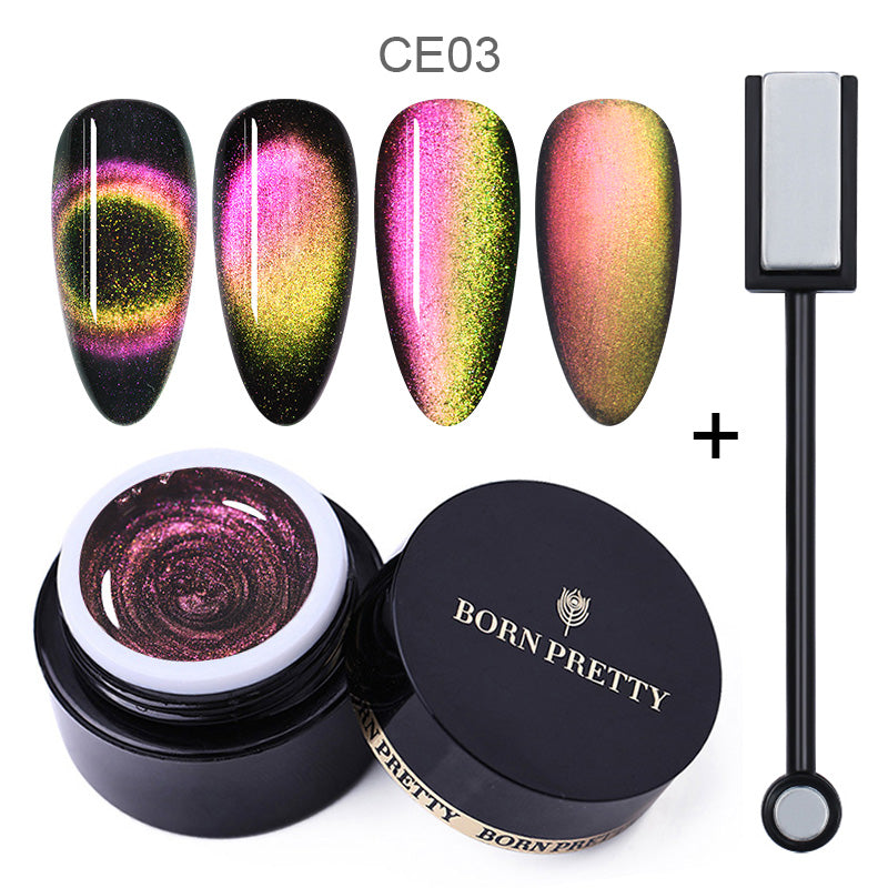 BORN PRETTY 9D Chameleon Cat Eye Nail Gel Magnetic Soak Off UV Gel Nail Polish Romantic Shining Gel Lacquers 5ml Black Base Need