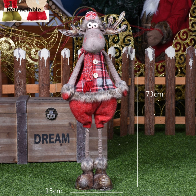 Big Size Christmas Dolls Retractable Santa Claus Snowman Elk Toys Xmas Figurines Christmas Gift for Kid Red Xmas Tree Ornament