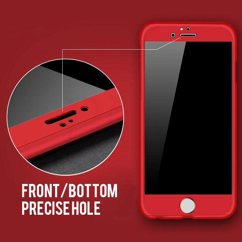 Luxury 360 Full Cover Case For iPhone 7 8 6 6s Plus 5 5s SE Protective Cover For iPhone XS Max XR 7 8 Plus Phone Case With Glass