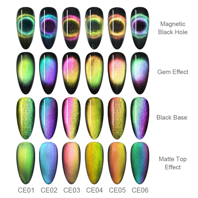 BORN PRETTY 9D Chameleon Cat Eye Nail Gel Magnetic Soak Off UV Gel Nail Polish Romantic Shining Gel Lacquers 5ml Black Base Need