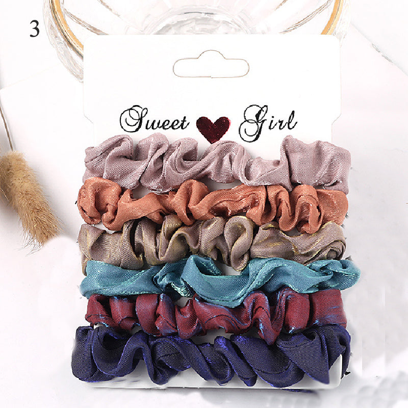 1 Set Scrunchies Hair Ring Candy Color Hair Ties Rope Autumn Winter Women Ponytail Hair Accessories 4-6Pcs Girls Hairbands Gifts