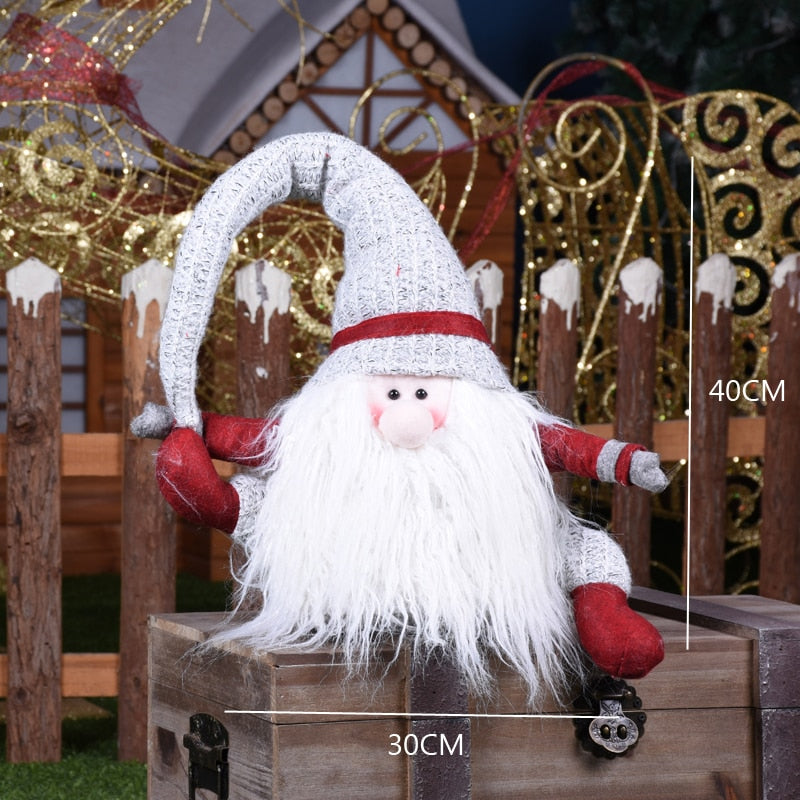 Big Size Christmas Dolls Retractable Santa Claus Snowman Elk Toys Xmas Figurines Christmas Gift for Kid Red Xmas Tree Ornament