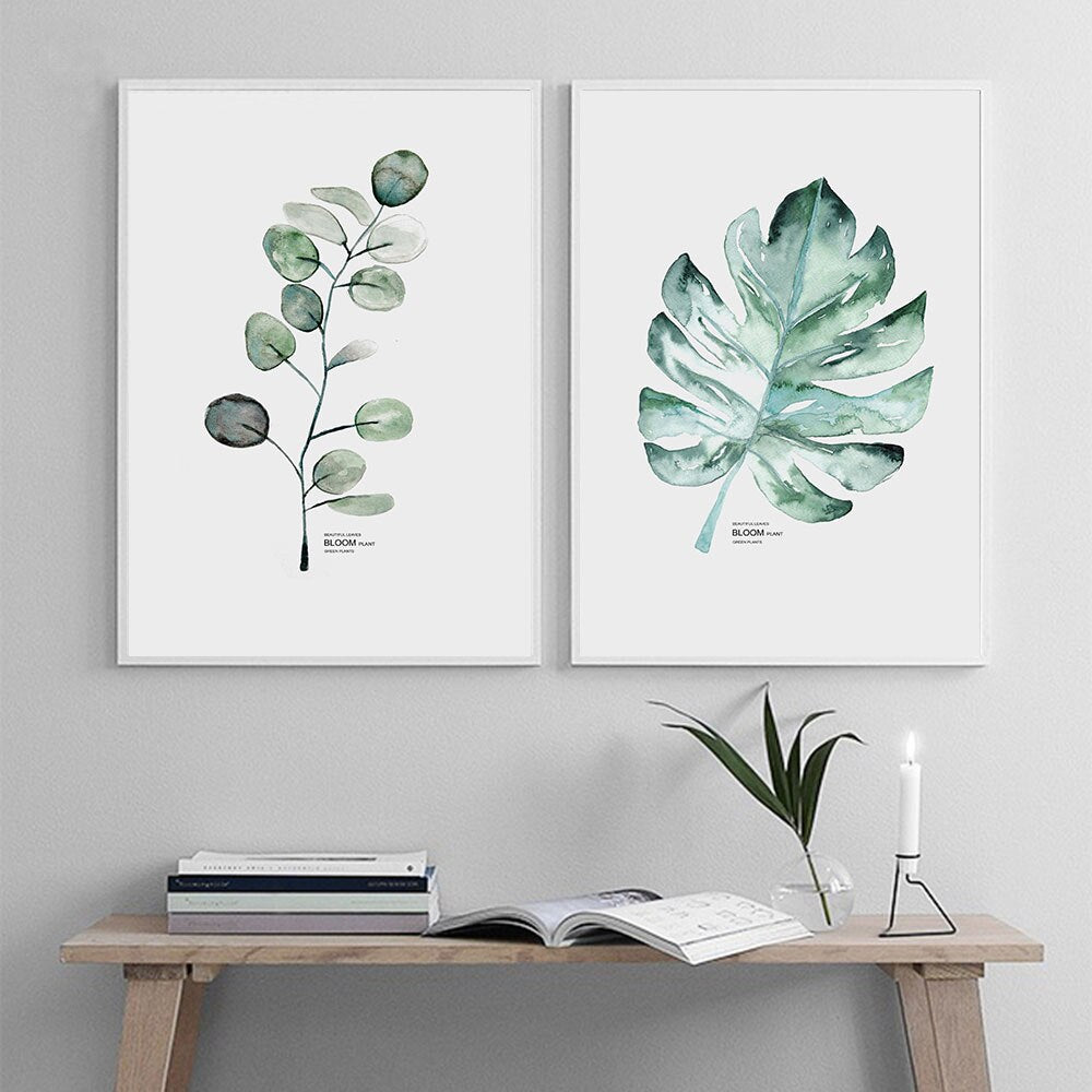 Nordic Simple Small Fresh Green Plant Art Painting Living Room Background Wall Decoration Hanging Picture Frameless