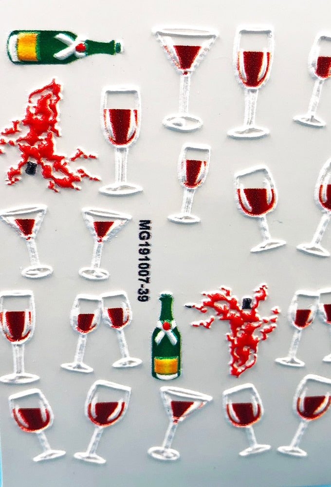 3D Acrylic Engraved  Nail Sticker Winter Sweater Charm desgin Water Decals Empaistic Nail Water Slide Decals Z0249