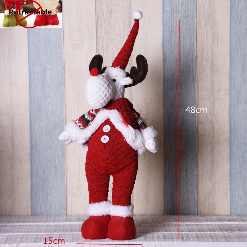 Big Size Christmas Dolls Retractable Santa Claus Snowman Elk Toys Xmas Figurines Christmas Gift for Kid Red Xmas Tree Ornament