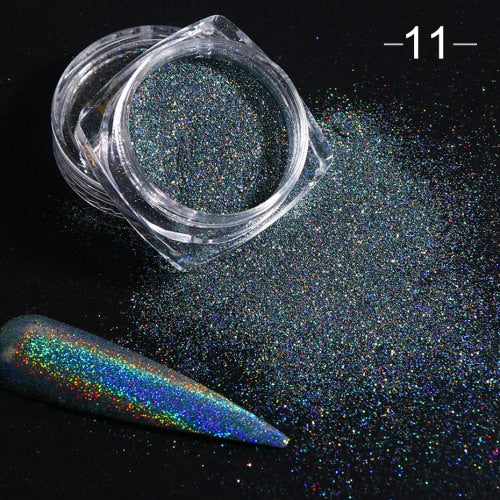 Holographic Powder on Nails Laser Silver Glitter Chrome Nail Powder DIP Shimmer Gel Polish Flakes for Manicure Pigment CH1028-3
