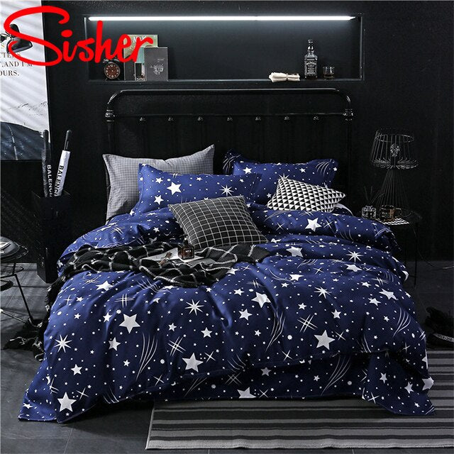 Sisher Simple Bedding Set With Pillowcase Duvet Cover Sets Bed Linen Sheet Single Double Queen King Size Quilt Covers Bedclothes