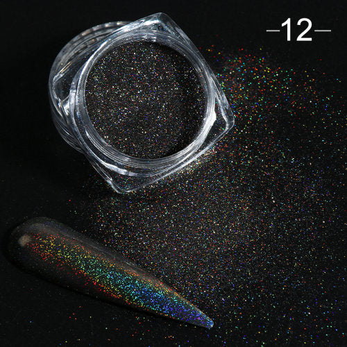Holographic Powder on Nails Laser Silver Glitter Chrome Nail Powder DIP Shimmer Gel Polish Flakes for Manicure Pigment CH1028-3