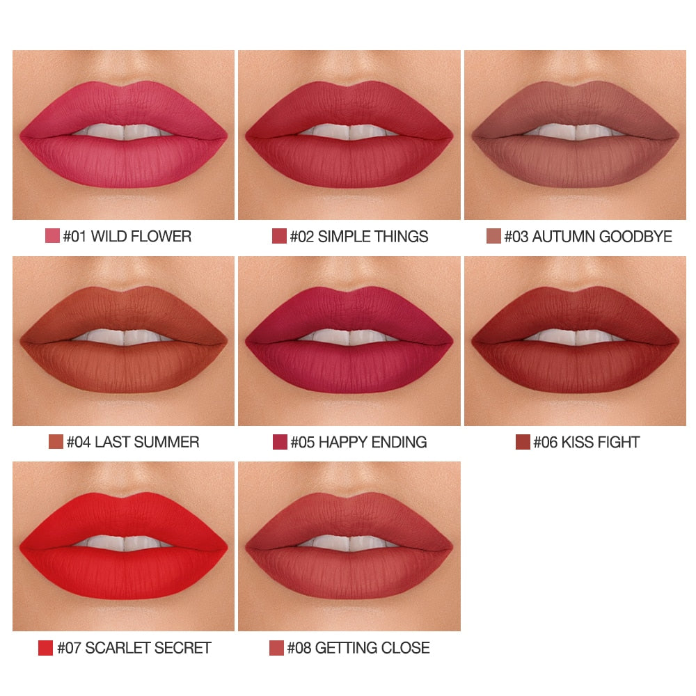 BANXEER Lipgloss Matte 8 Colors Lip Gloss Velvety Lipstick Liquid Matte Waterproof Lip Tint Full & rich Sexy Lip Makeup Cosmetic