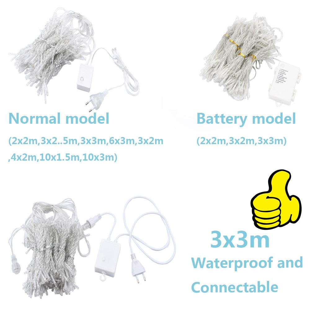 3x2/4x2/6x3m led wedding fairy string light christmas light 300 led fairy light garland for garden party curtain decoration