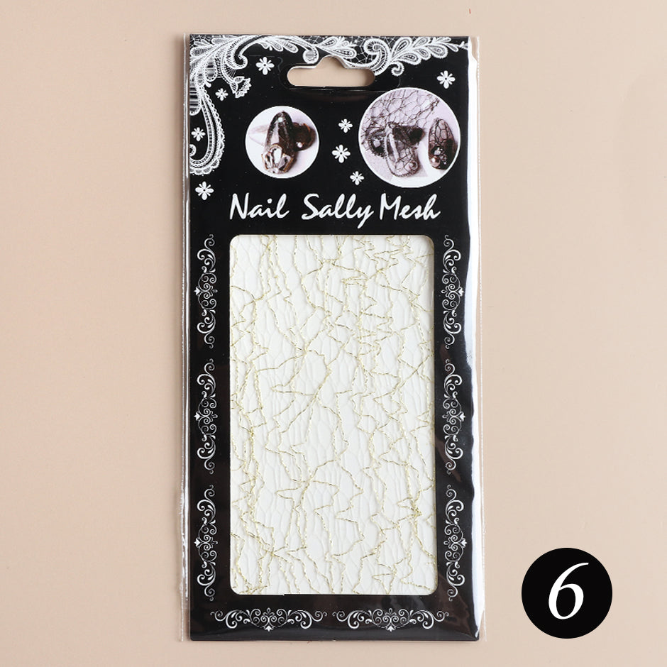 1pc 3D Mesh Nail Sticker Gold Silver Net Line Tape on Nails Holo Adhesive Silk Foil Nail Art Decorations Decal Polish Tip CH1540