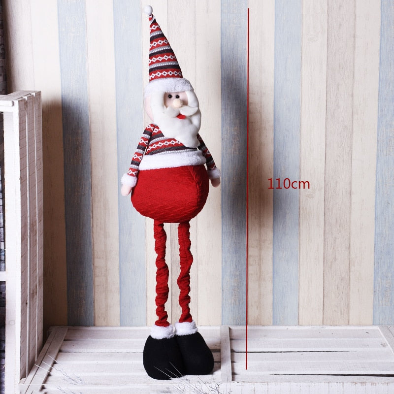 Big Size Christmas Dolls Retractable Santa Claus Snowman Elk Toys Xmas Figurines Christmas Gift for Kid Red Xmas Tree Ornament