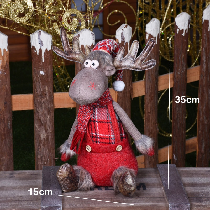 Big Size Christmas Dolls Retractable Santa Claus Snowman Elk Toys Xmas Figurines Christmas Gift for Kid Red Xmas Tree Ornament