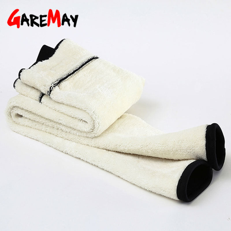 Black warm pants winter skinny thick velvet wool fleece girls leggings women Trousers Lambskin Cashmere Pants For Women leggings