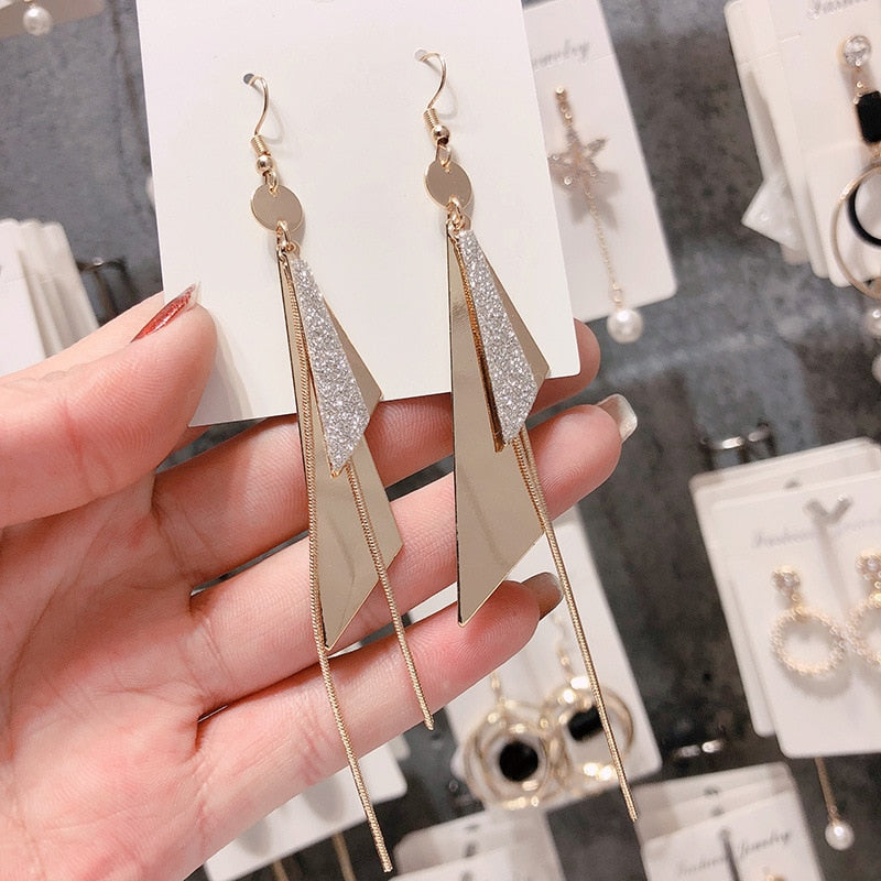 silver needle long pearl earrings female fashion temperament simple anti-allergy earrings summer personality net ornaments