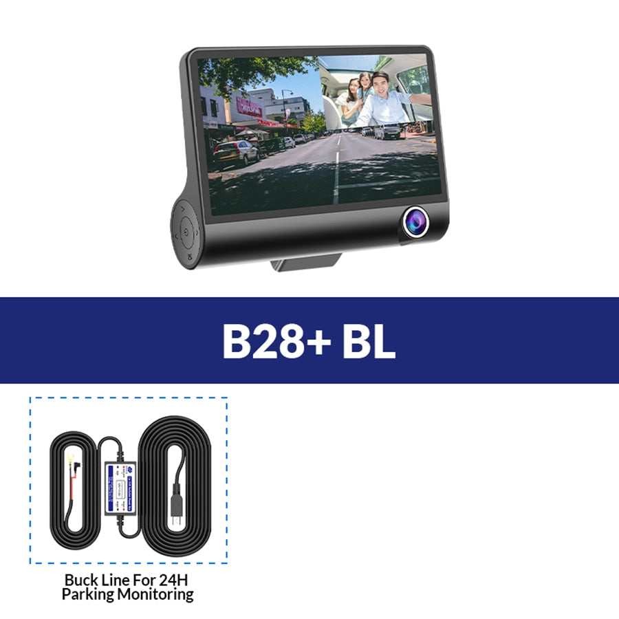 E-ACE Car DVR 3 Cameras Lens 4.0 Inch Dash Camera Dual Lens With Rearview Camera Video Recorder Auto Registrator Dvrs Dash Cam