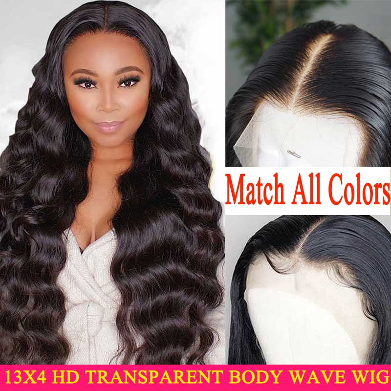 180 200 Density Transparent HD Lace Front Human Hair Wigs 13X4 Invisible Remy Brazilian Body Wave Lace Frontal Wig For Women