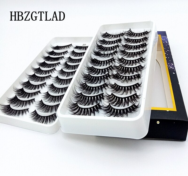 HBZGTLAD 1/5/20 Pairs 3D Soft Mink False Eyelashes Handmade Wispy Fluffy Long Lashes Natural Eye Extension Makeup Kit Cilios