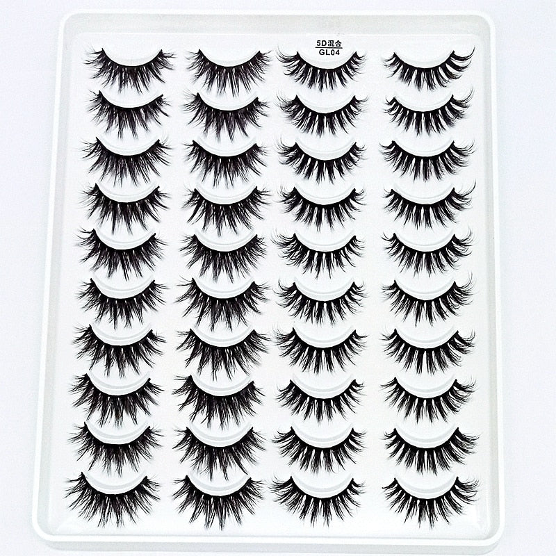 HBZGTLAD 1/5/20 Pairs 3D Soft Mink False Eyelashes Handmade Wispy Fluffy Long Lashes Natural Eye Extension Makeup Kit Cilios